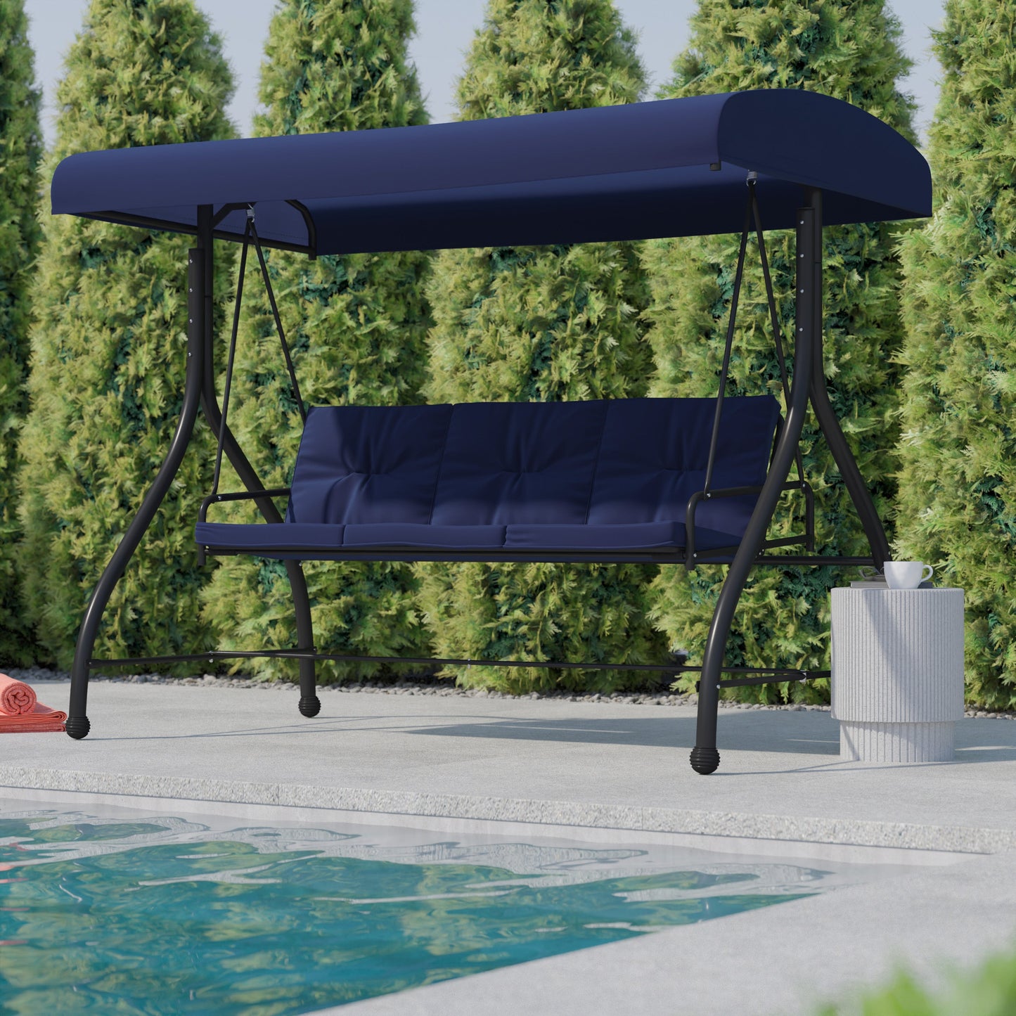 Navy 3-Seater Patio Swing TLH-007-NV-GG