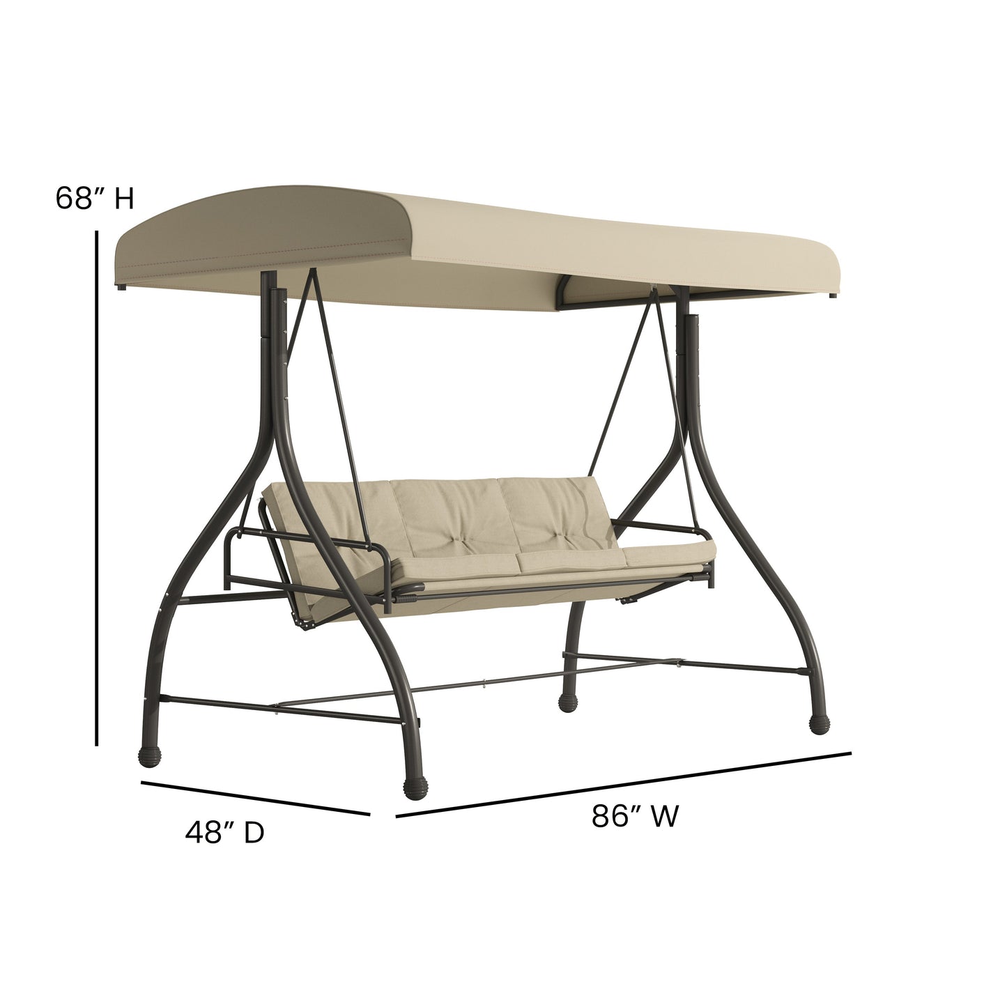 Tan 3-Seater Patio Swing/Bed TLH-007-TAN-GG