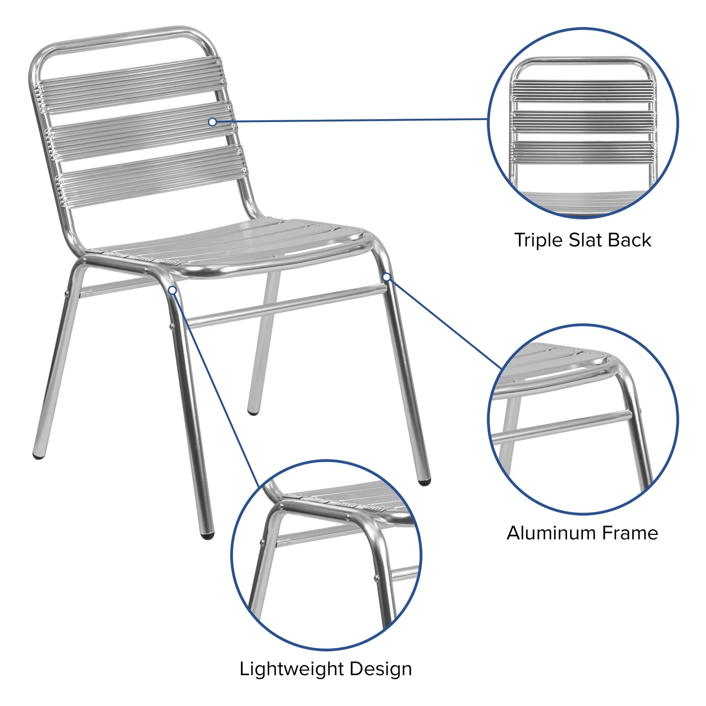 Aluminum Slat Back Chair TLH-015-GG