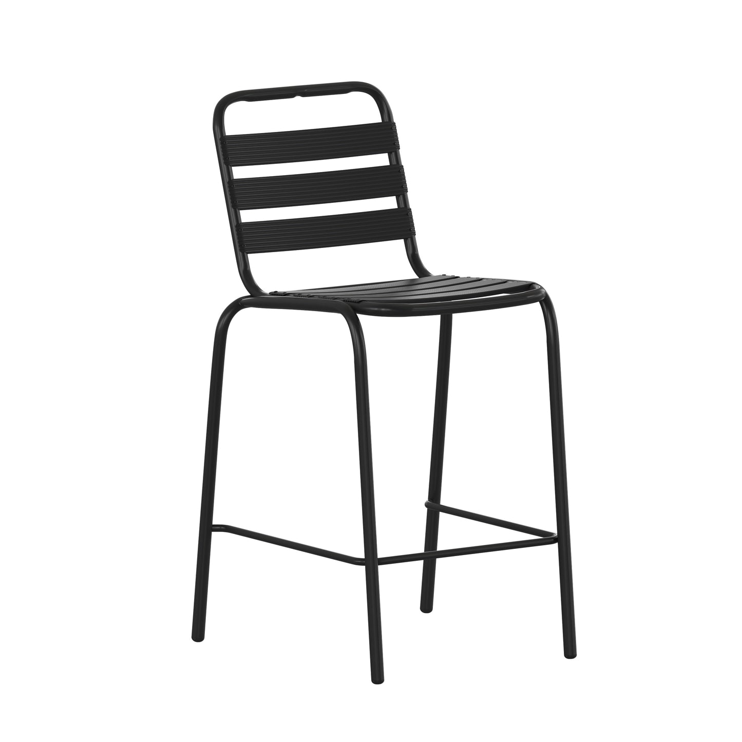 Black Slat Back Stool TLH-015H-BK-GG