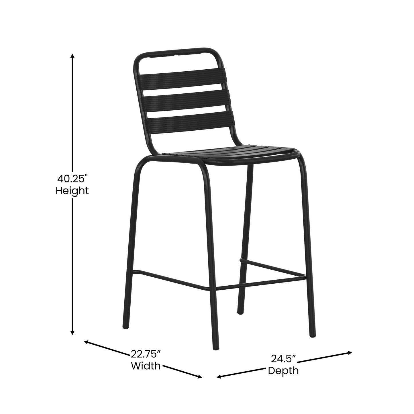 Black Slat Back Stool TLH-015H-BK-GG