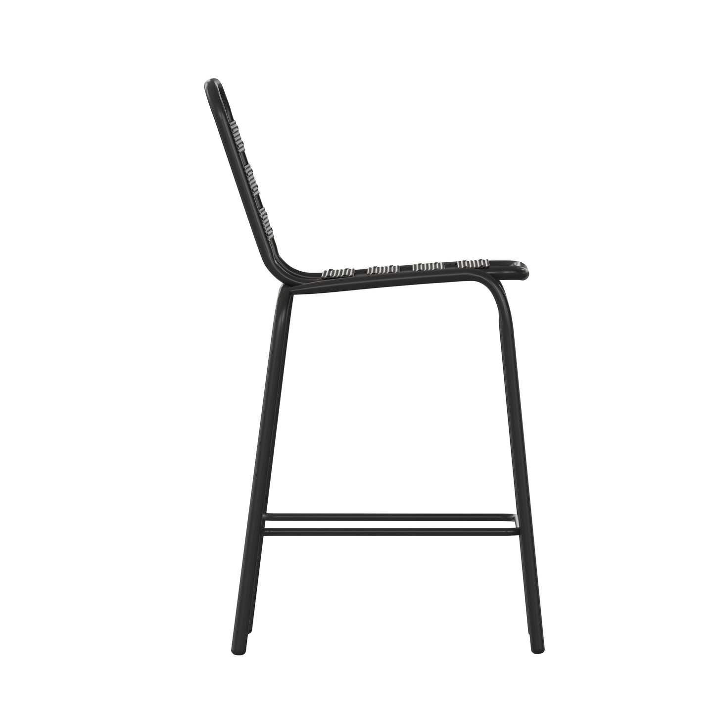 Black Slat Back Stool TLH-015H-BK-GG