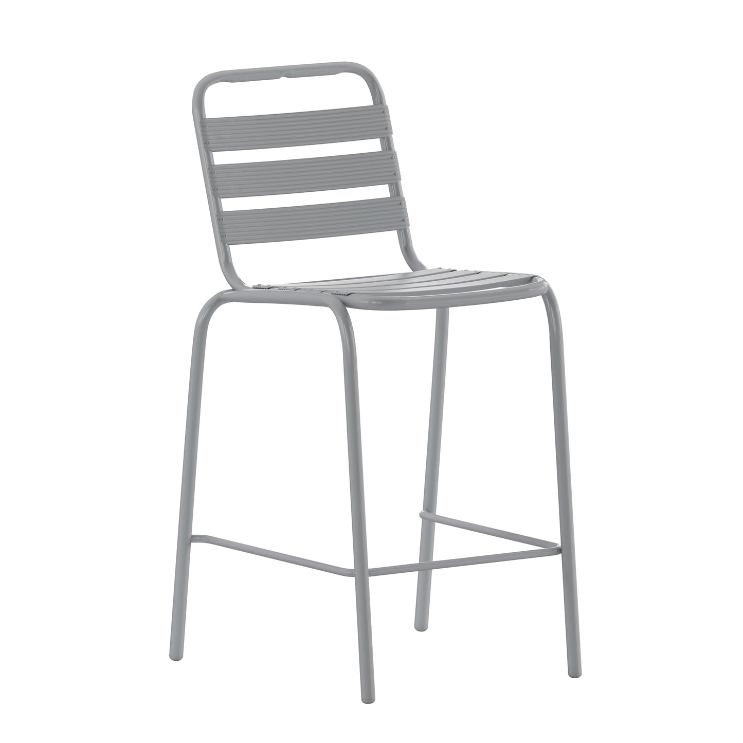 Silver Slat Back Stool TLH-015H-GG