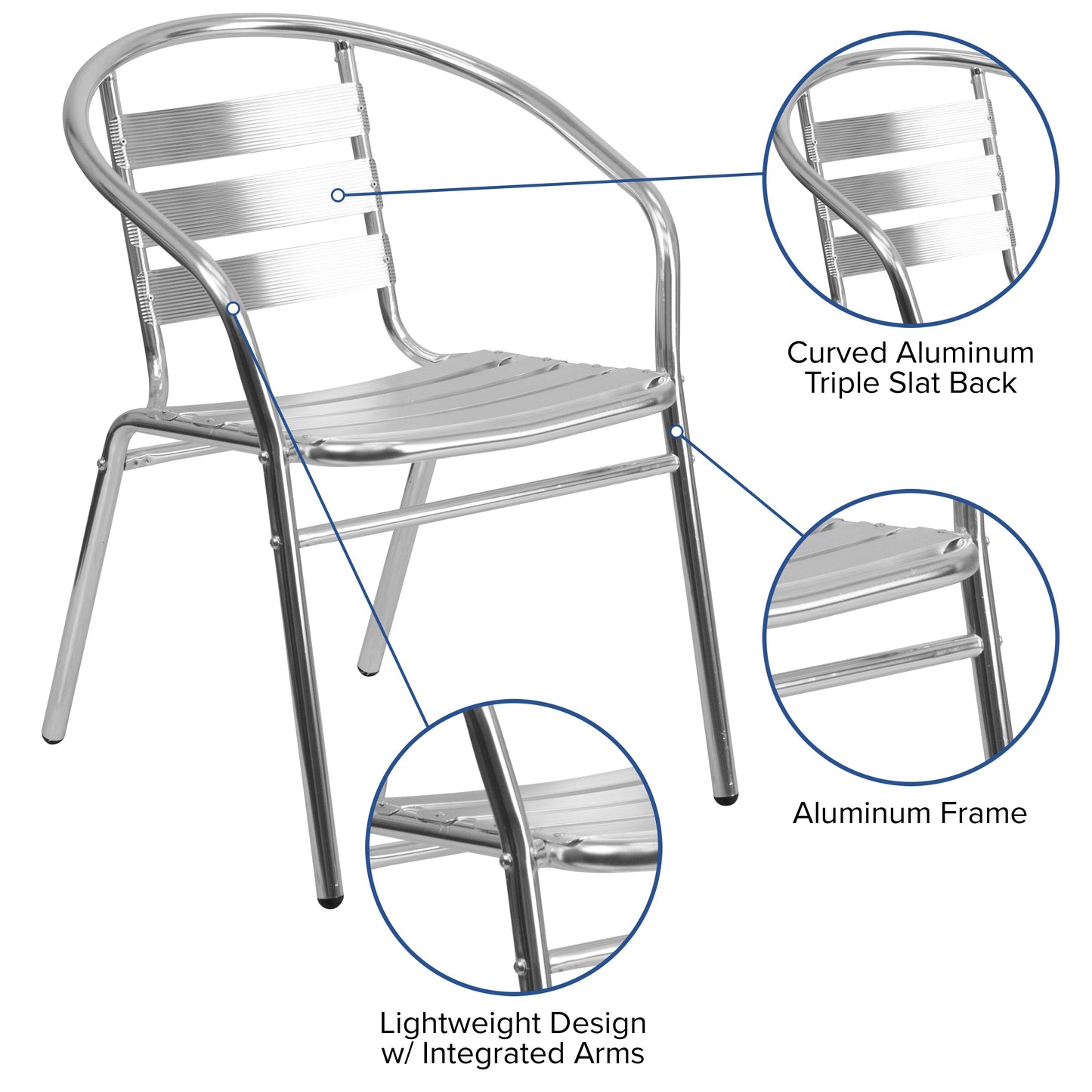 Aluminum Slat Back Chair TLH-017B-GG