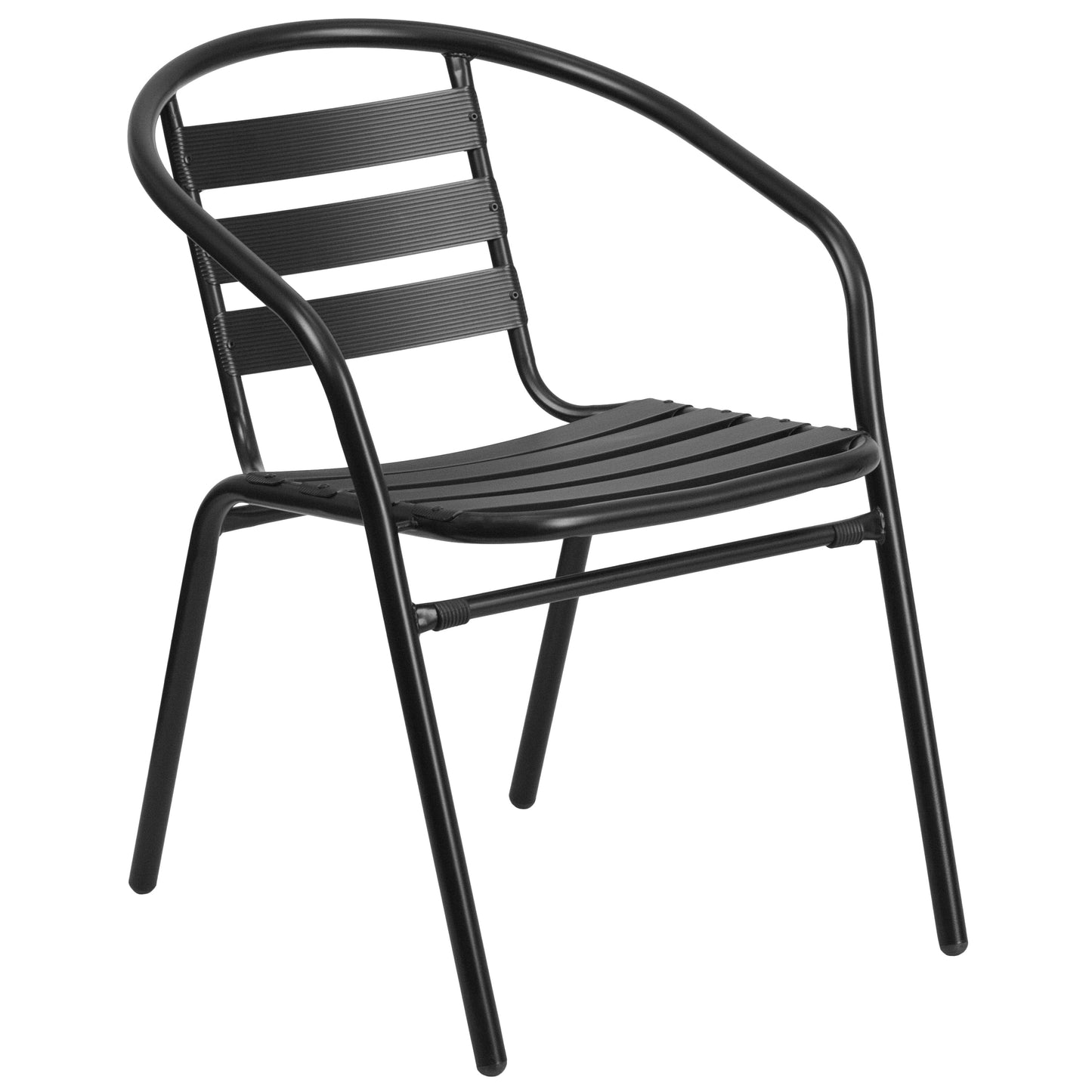 Black Aluminum Slat Chair TLH-017C-BK-GG