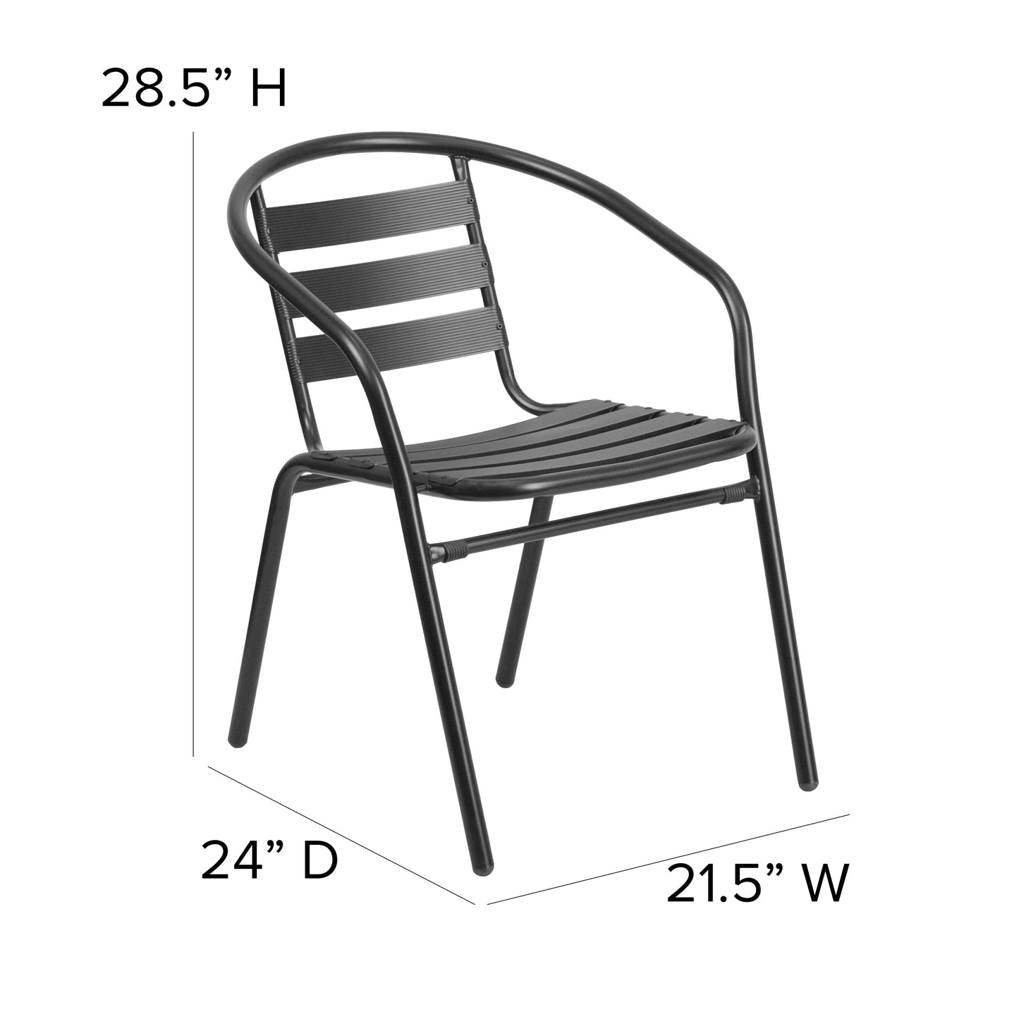 Black Aluminum Slat Chair TLH-017C-BK-GG