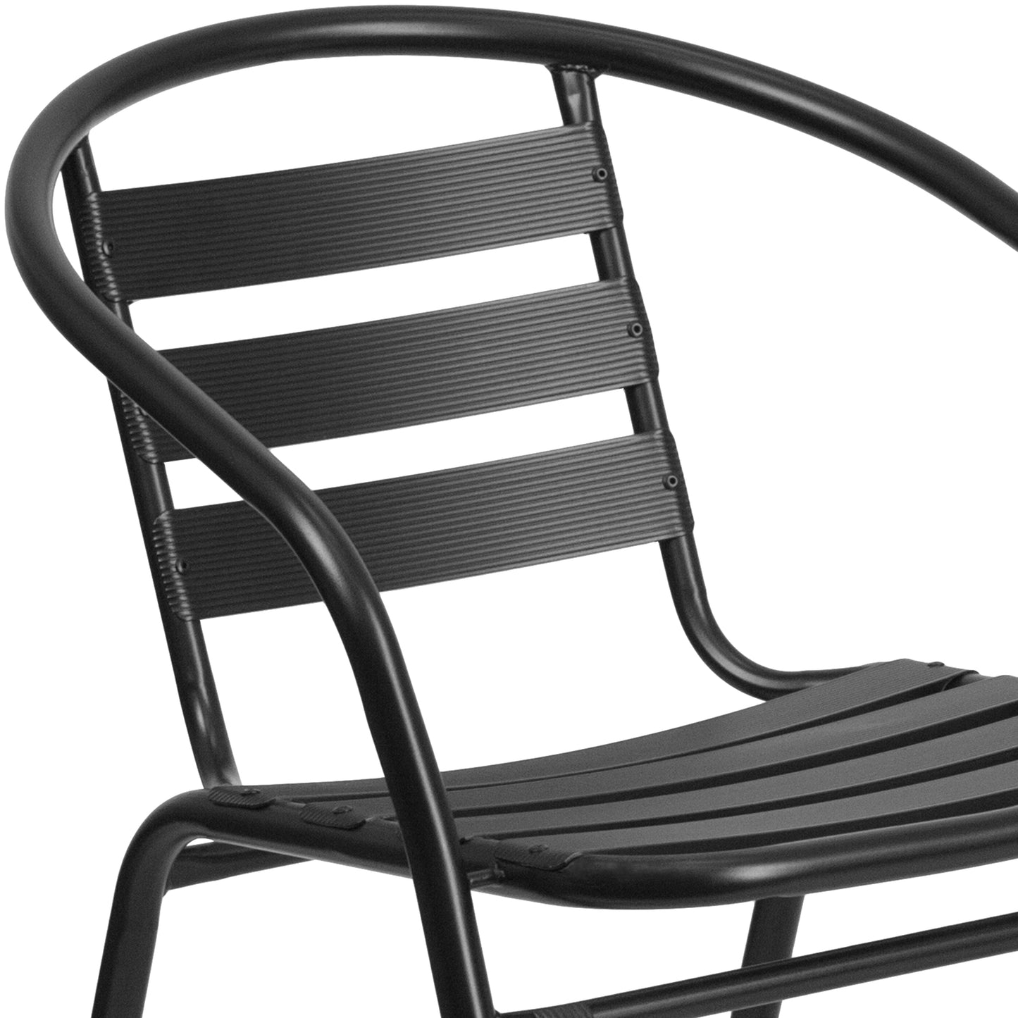 Black Aluminum Slat Chair TLH-017C-BK-GG