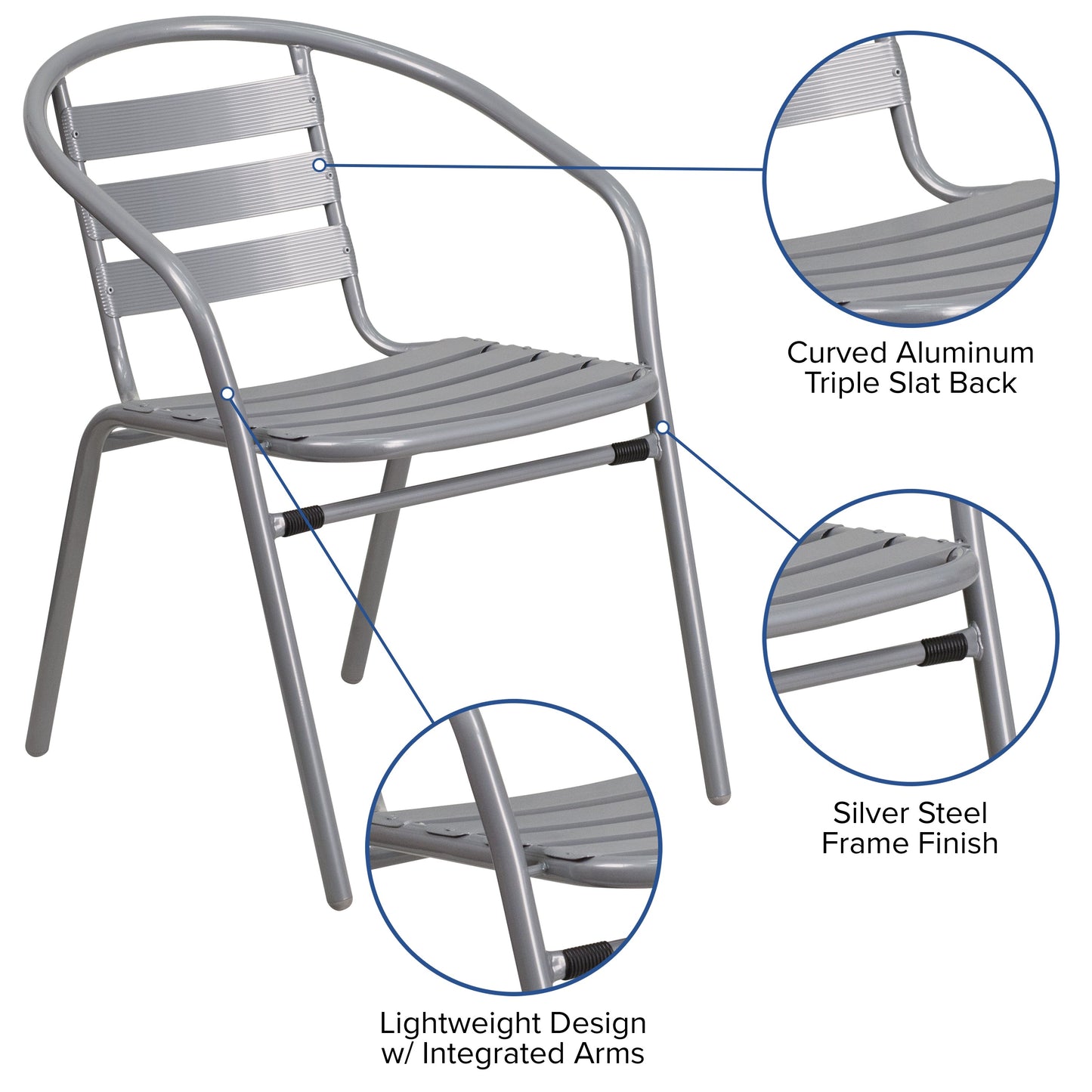 Silver Aluminum Slat Chair TLH-017C-GG