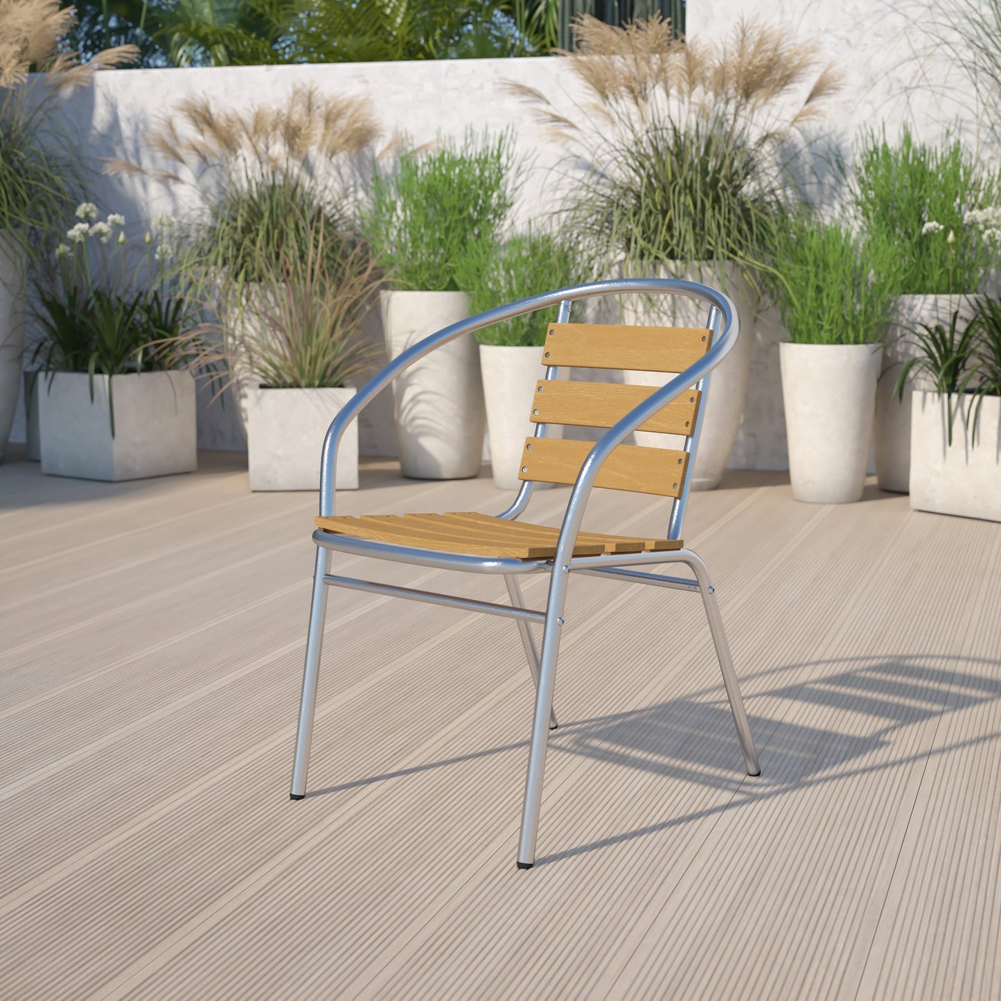 Aluminum Teak Back Chair TLH-017W-GG