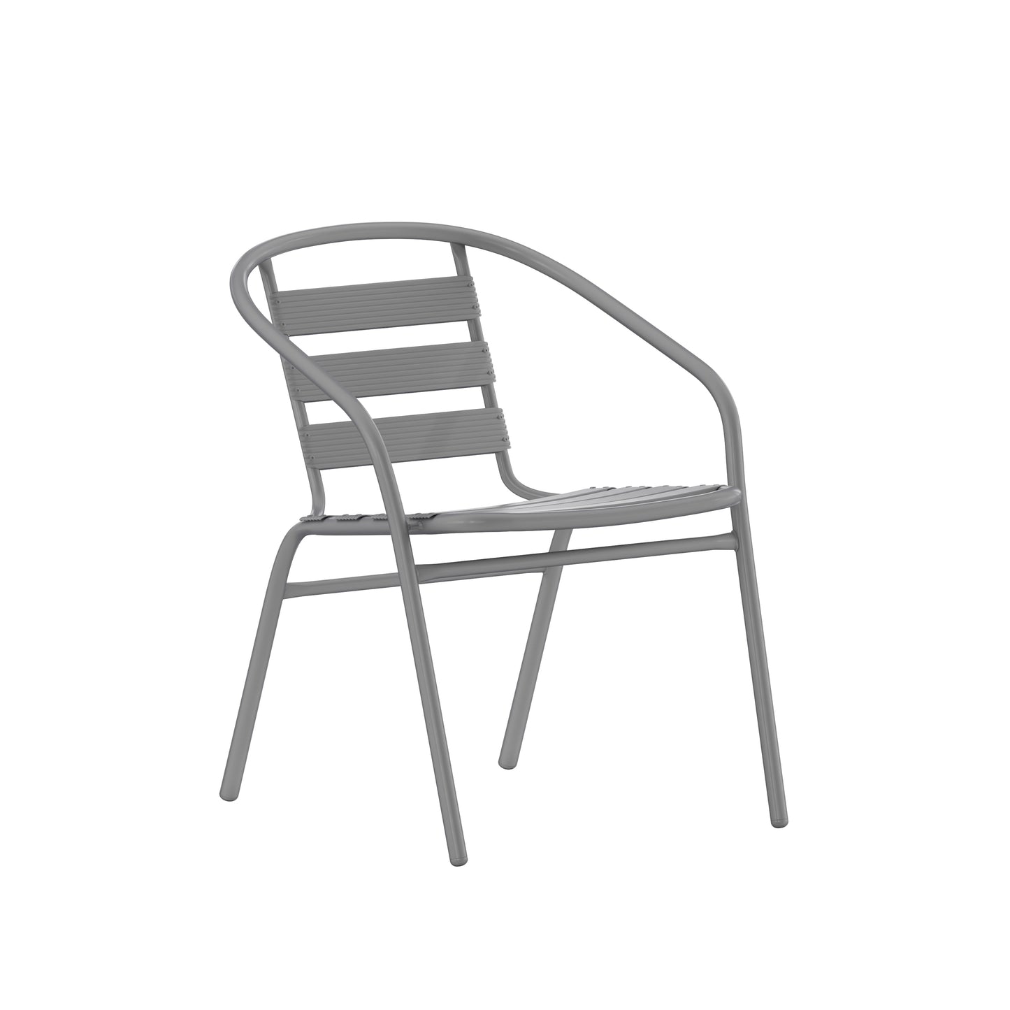 Silver Slat Chair with Arms TLH-018C-GG