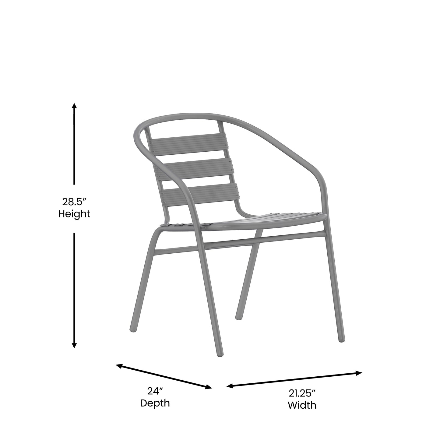 Silver Slat Chair with Arms TLH-018C-GG