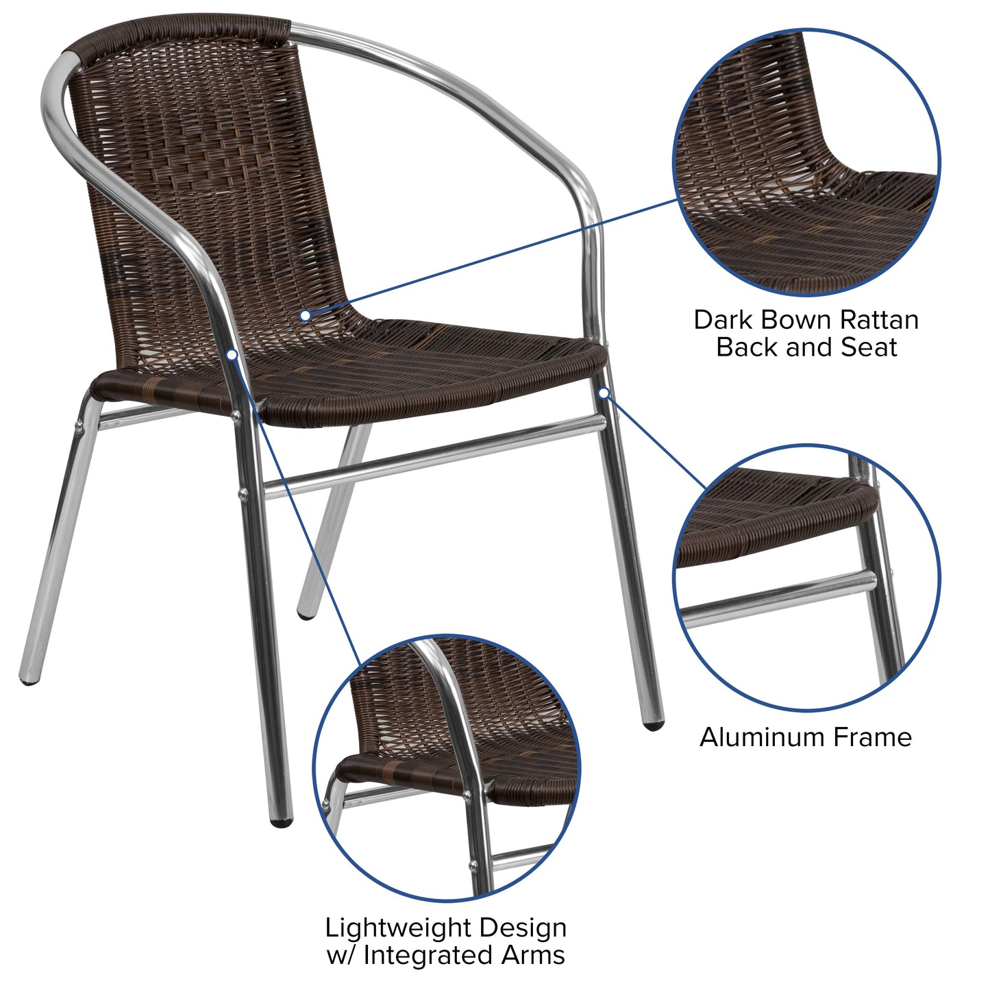 Brown Rattan Aluminum Chair TLH-020-GG