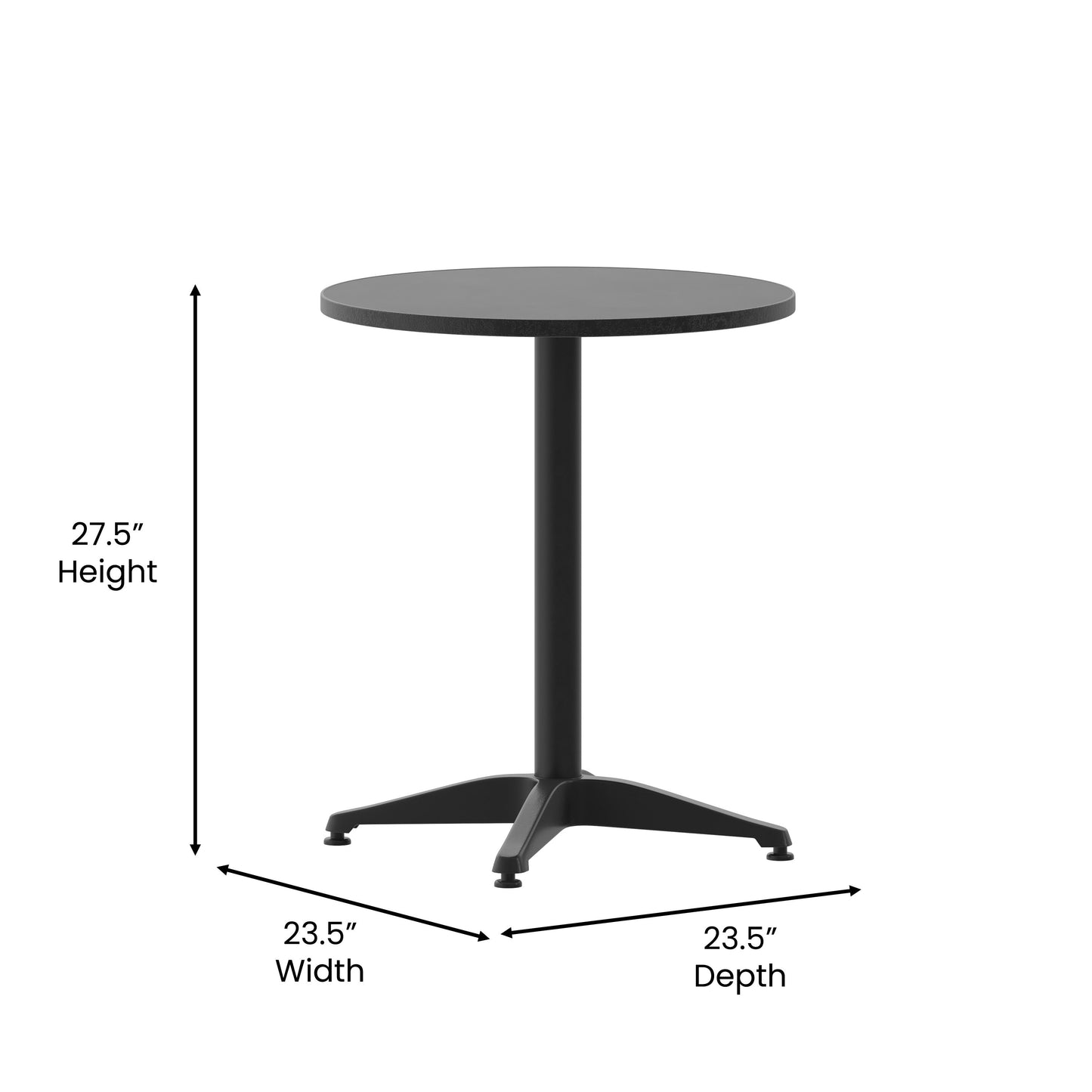 23.5RD Black Metal Table TLH-052-1-BK-GG