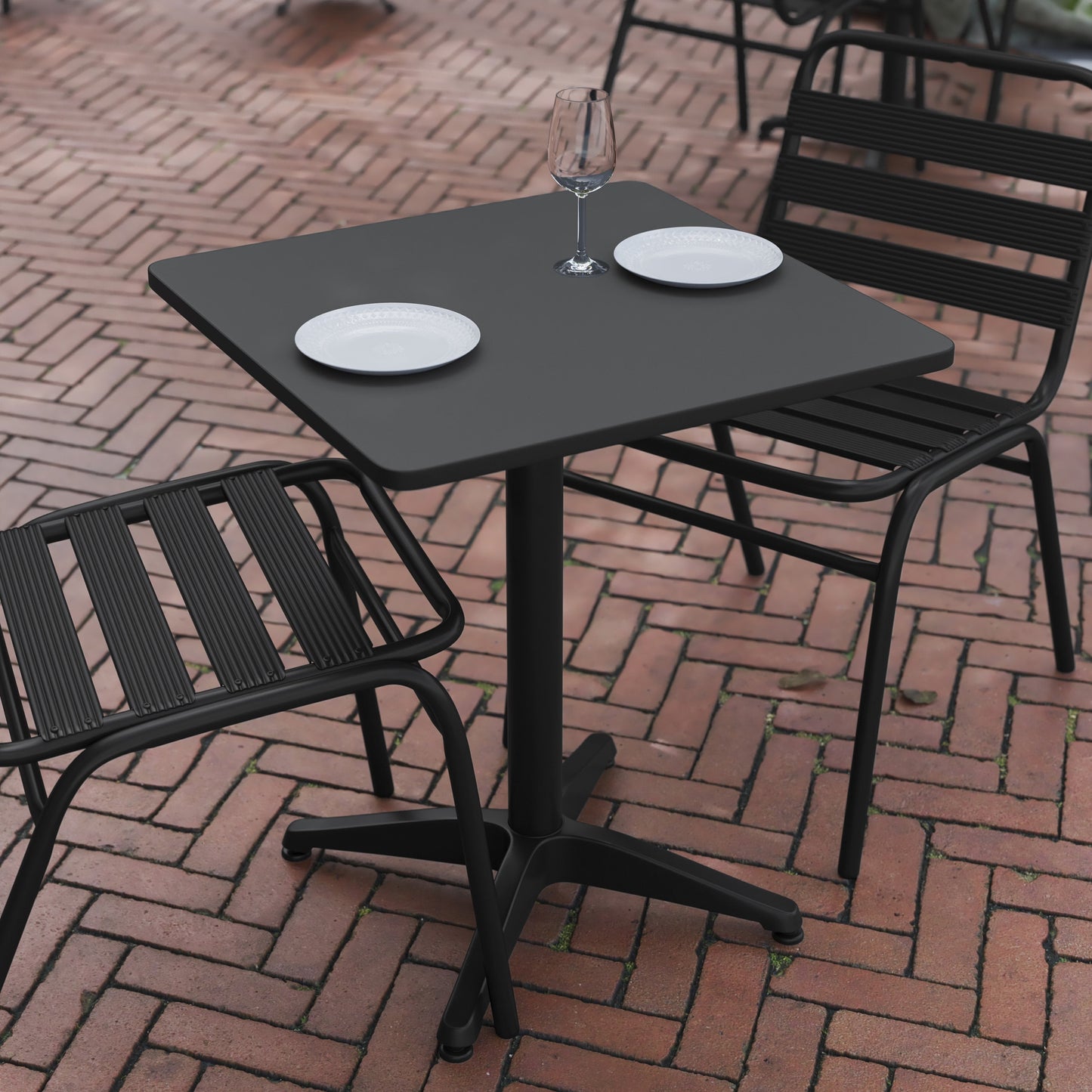 23.5SQ Black Metal Table TLH-053-1-BK-GG