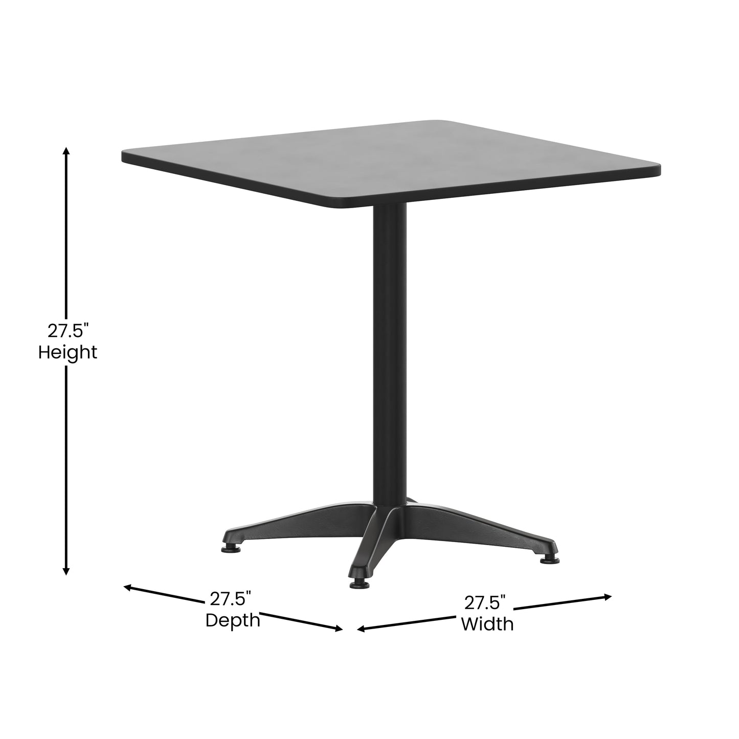 27.5SQ Black Metal Table TLH-053-2-BK-GG