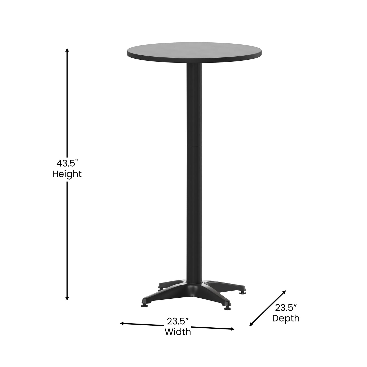 23.25RD Black Fold Bar Table TLH-059A-BK-GG