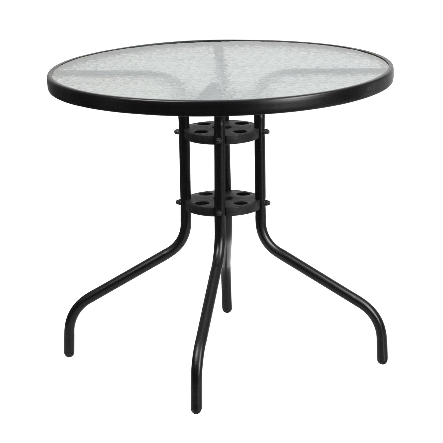 31.5RD Glass Black Patio Table TLH-070-2-GG