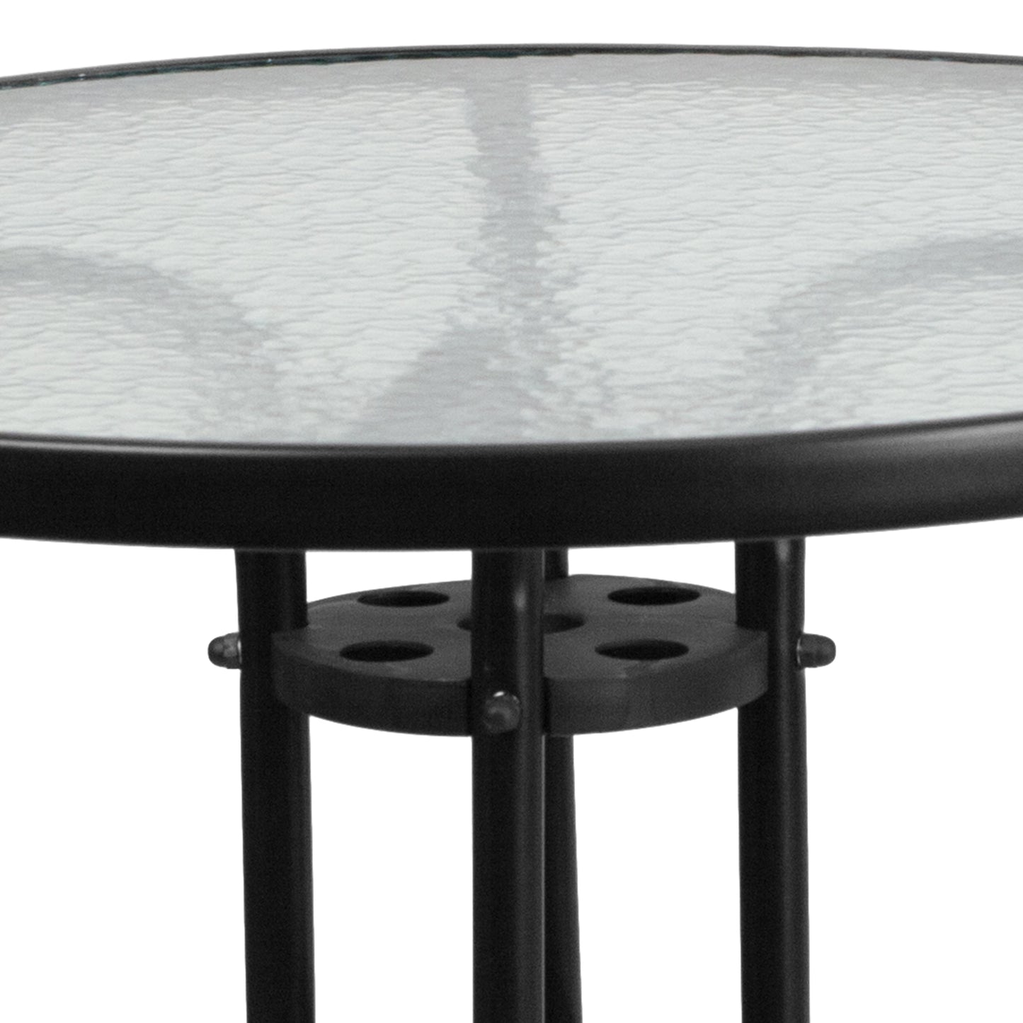 31.5RD Glass Black Patio Table TLH-070-2-GG