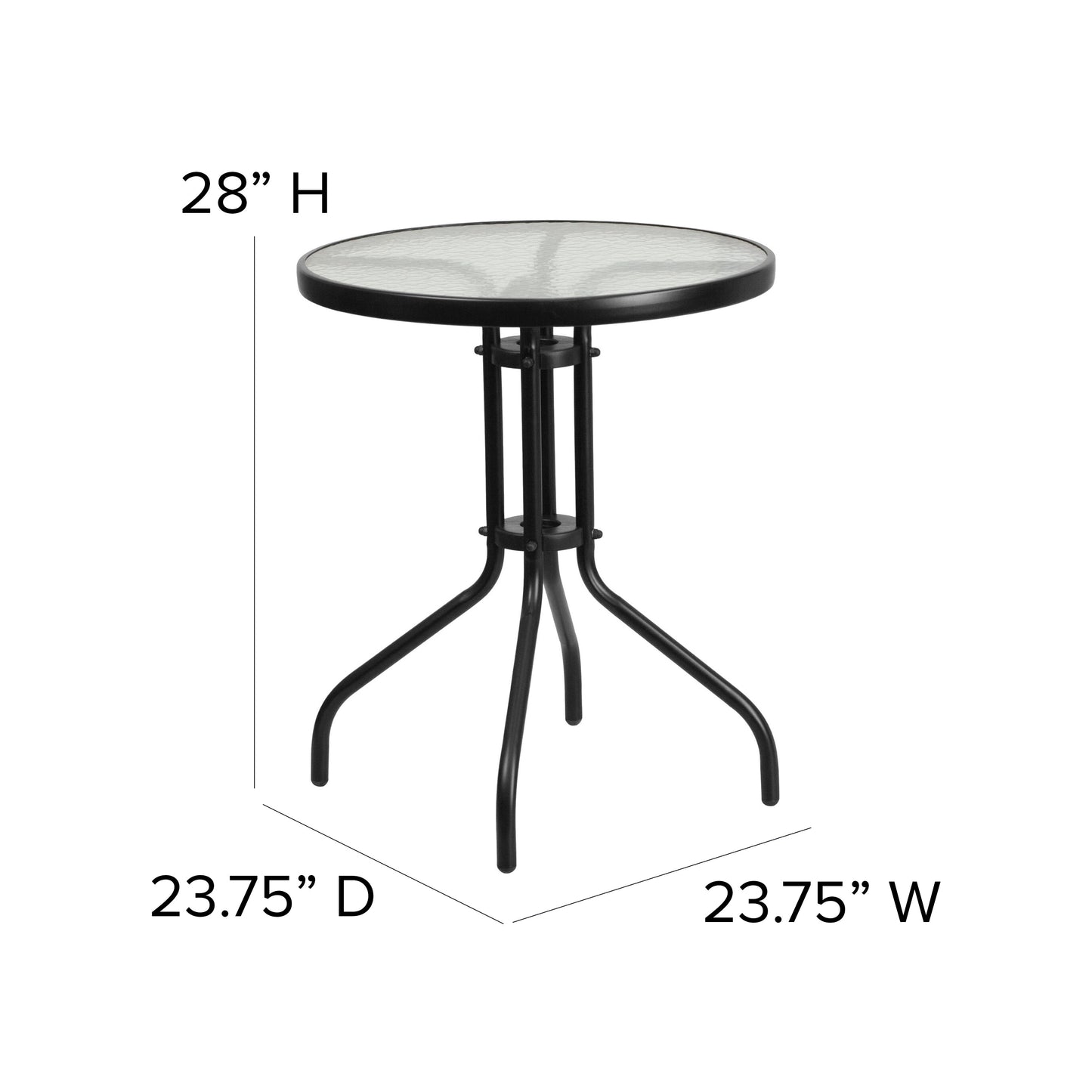 23.75" Round Black Patio Set TLH-0701303C-GG