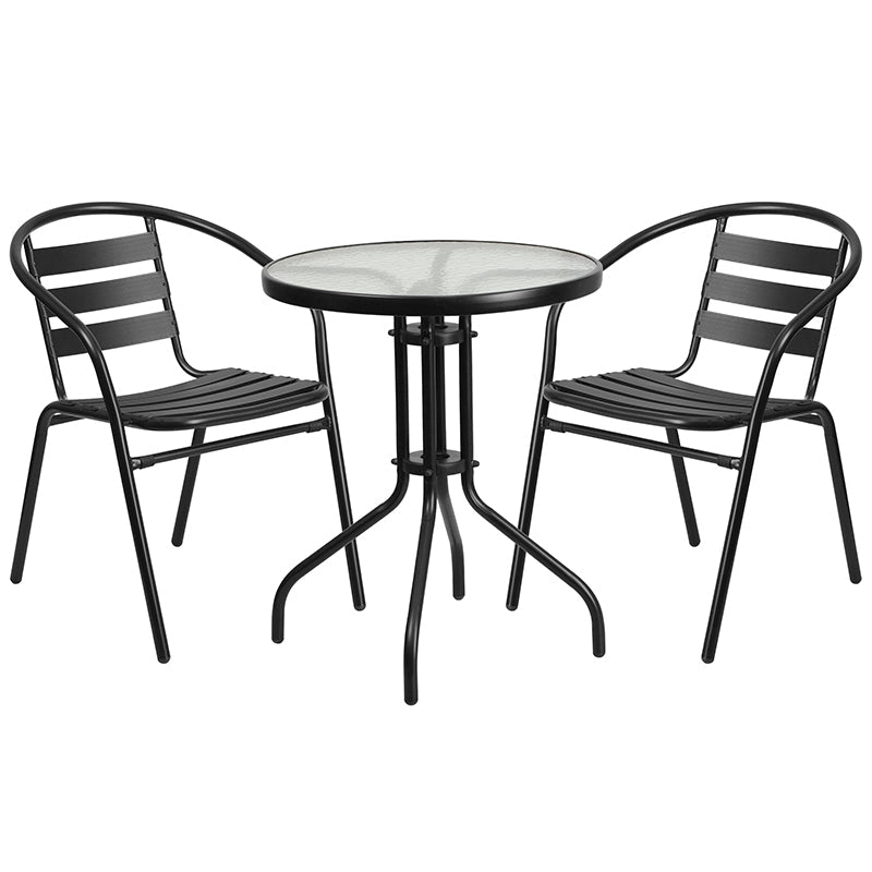 23.75RD Black Patio Table Set TLH-071RD-017CBK2-GG