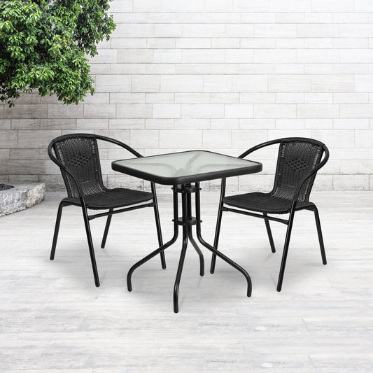 23.5SQ Black Patio Table Set TLH-0731SQ-037BK2-GG