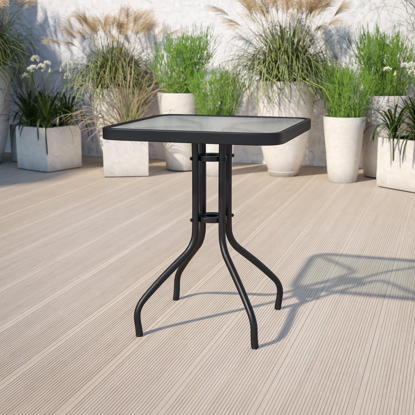 23.5SQ Glass Black Patio Table TLH-073A-1-GG