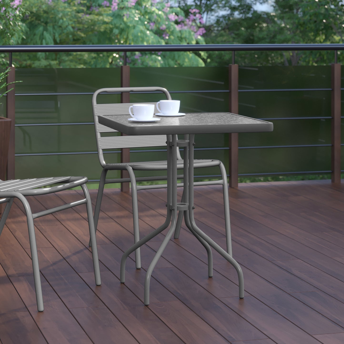 23.5SQ Silver Patio Table TLH-073A-1-SV-GG