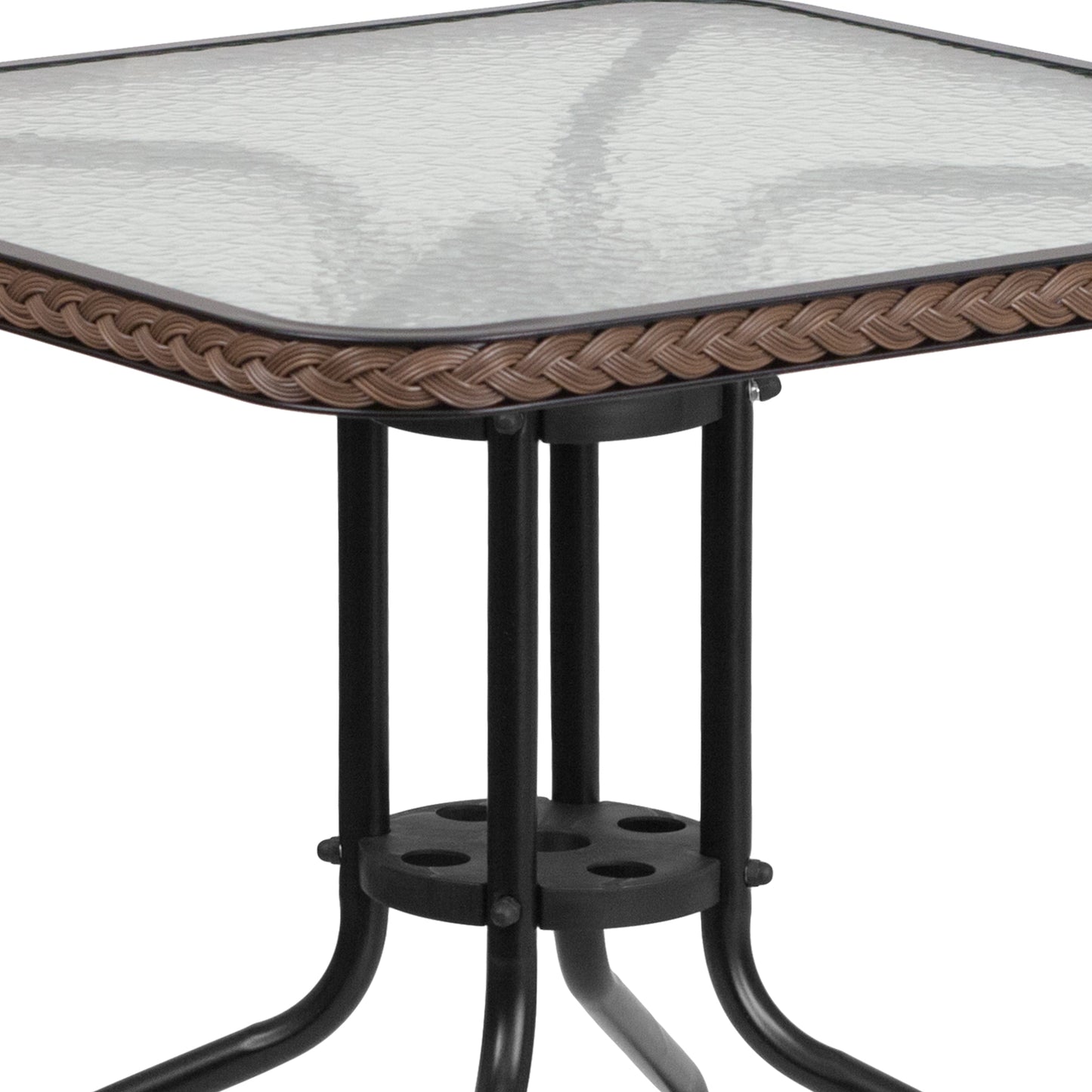 28SQ Brown Table Set w/Rattan TLH-073SQ-037BN2-GG