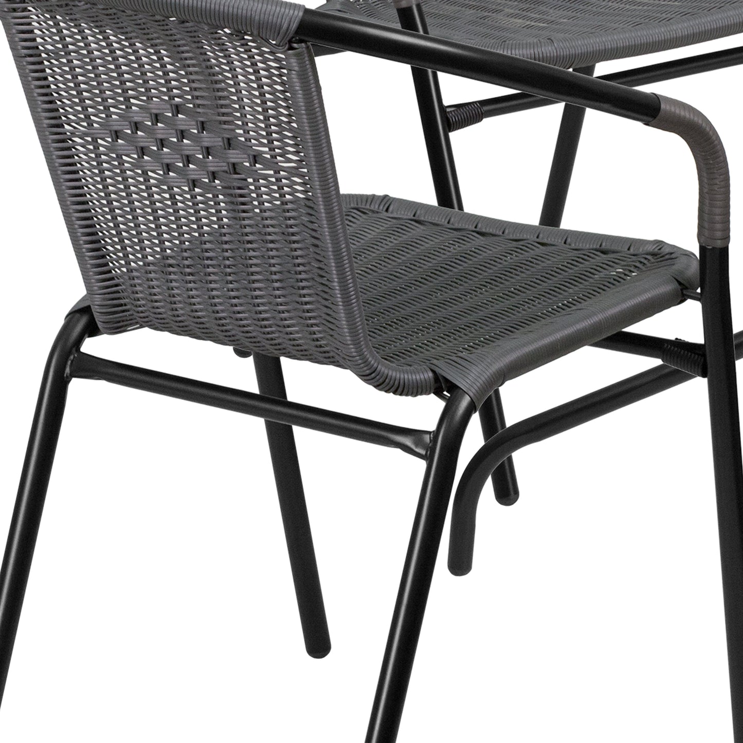 28SQ Gray Table Set w/Rattan TLH-073SQ-037GY4-GG