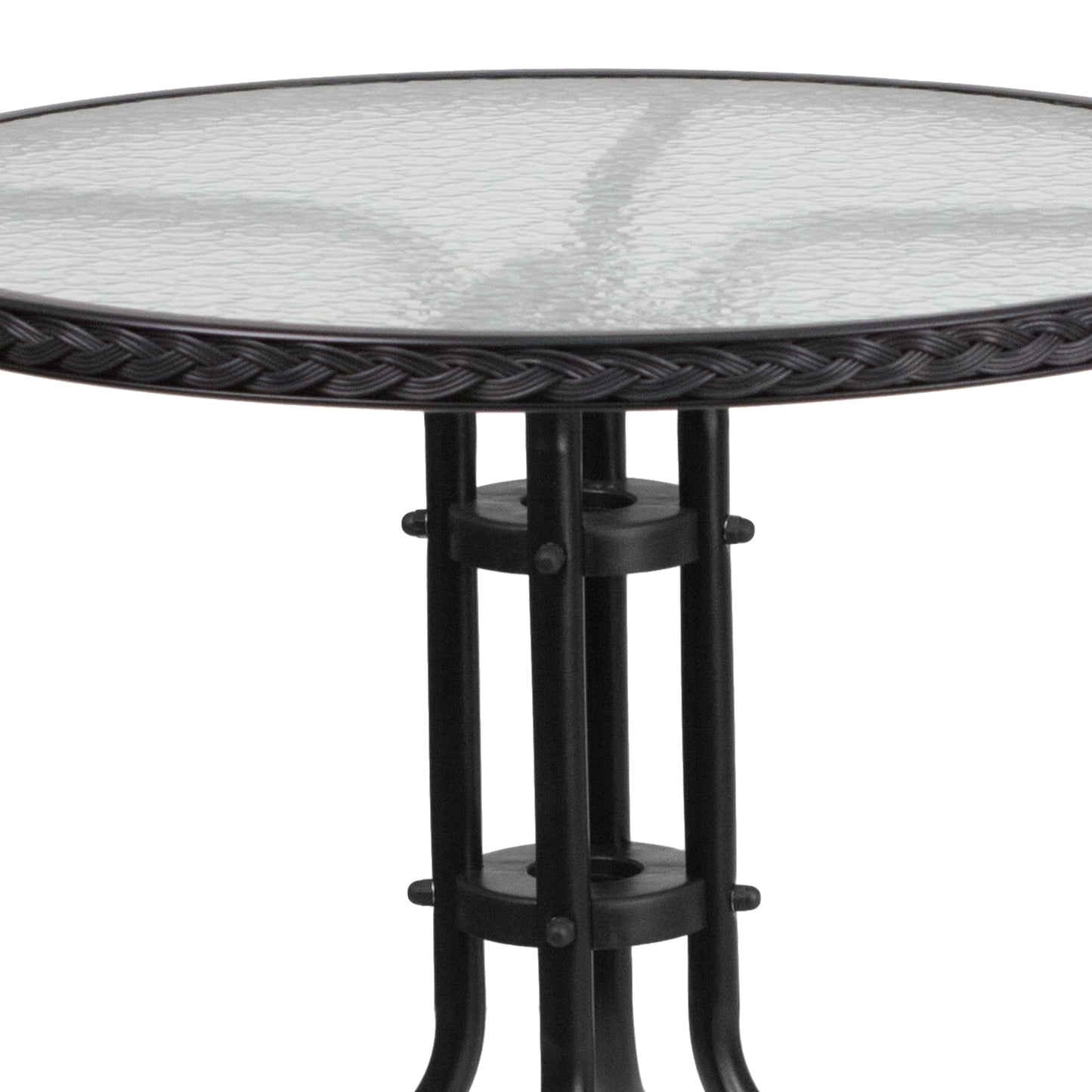 28RD Black Rattan Patio Table TLH-087-BK-GG