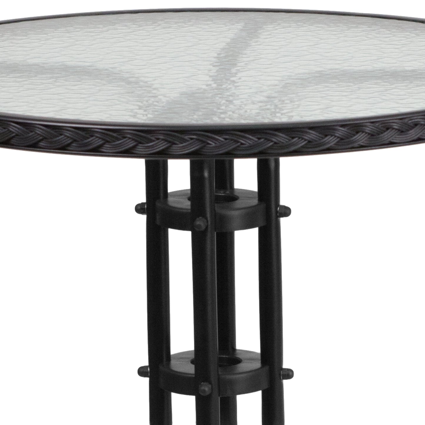 28RD Black Table Set w/Rattan TLH-087RD-037BK2-GG