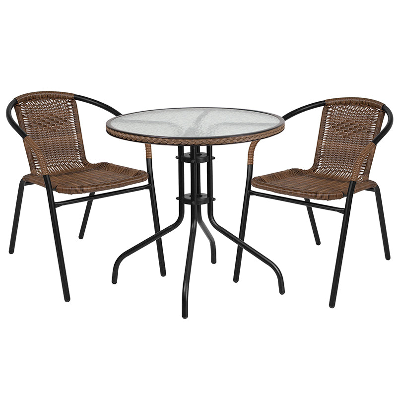 28RD Brown Table Set w/Rattan TLH-087RD-037BN2-GG