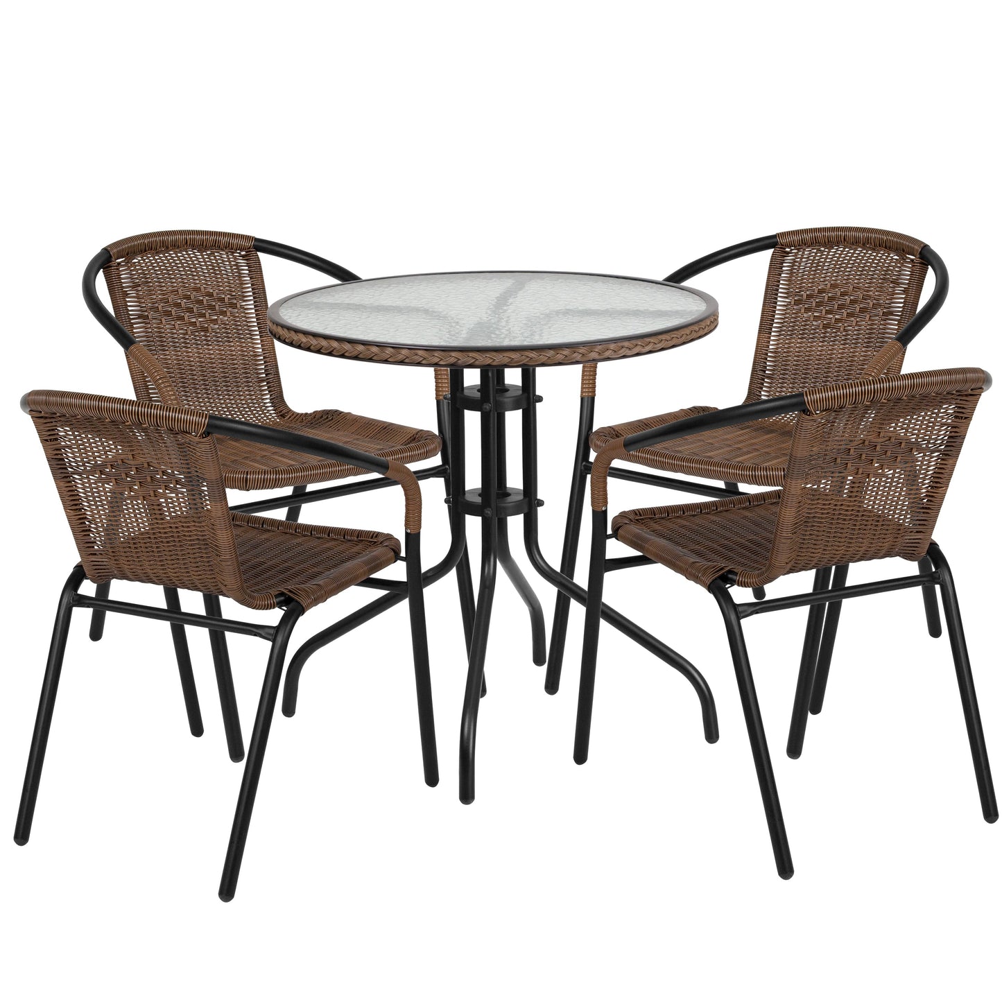 28RD Brown Table Set w/Rattan TLH-087RD-037BN4-GG