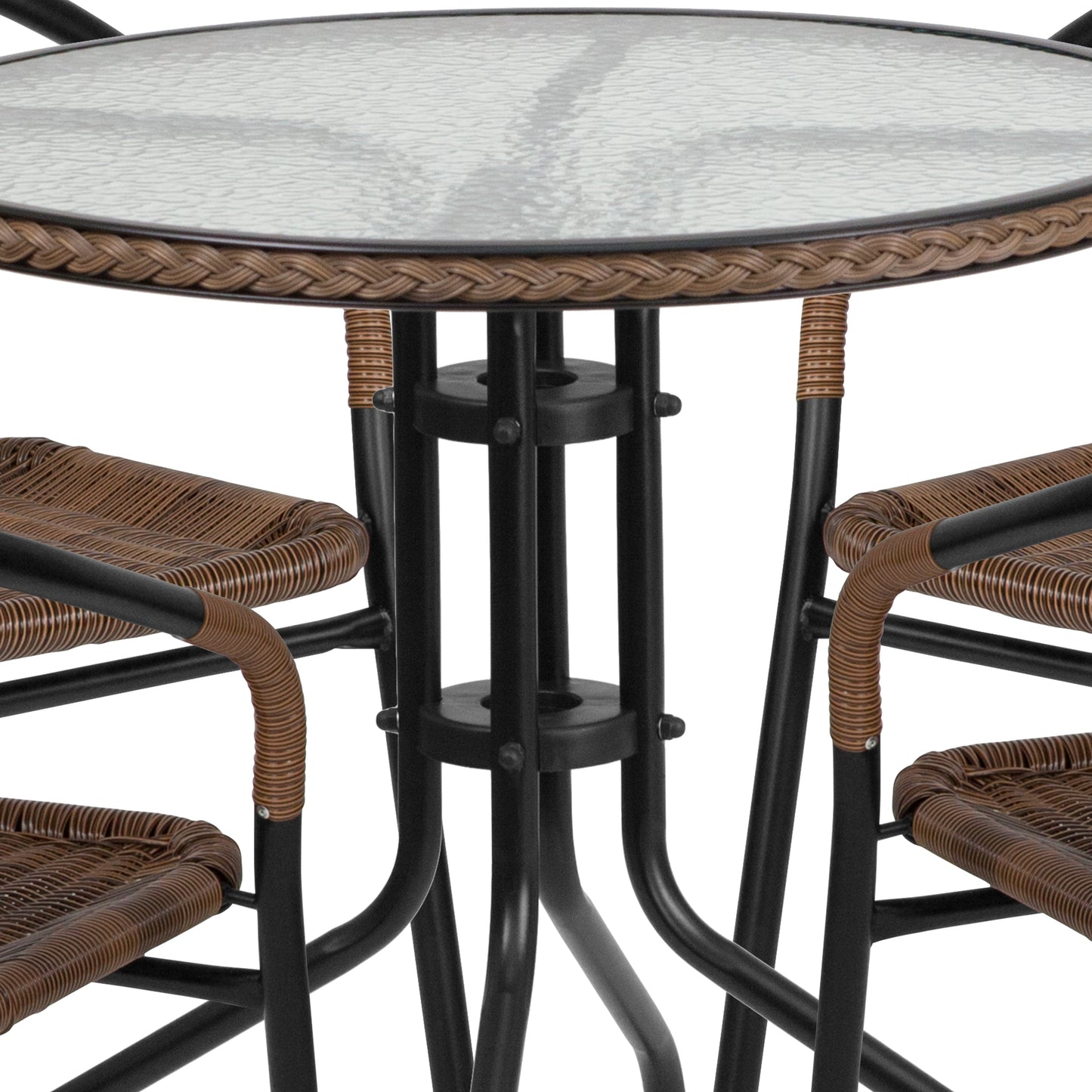 28RD Brown Table Set w/Rattan TLH-087RD-037BN4-GG