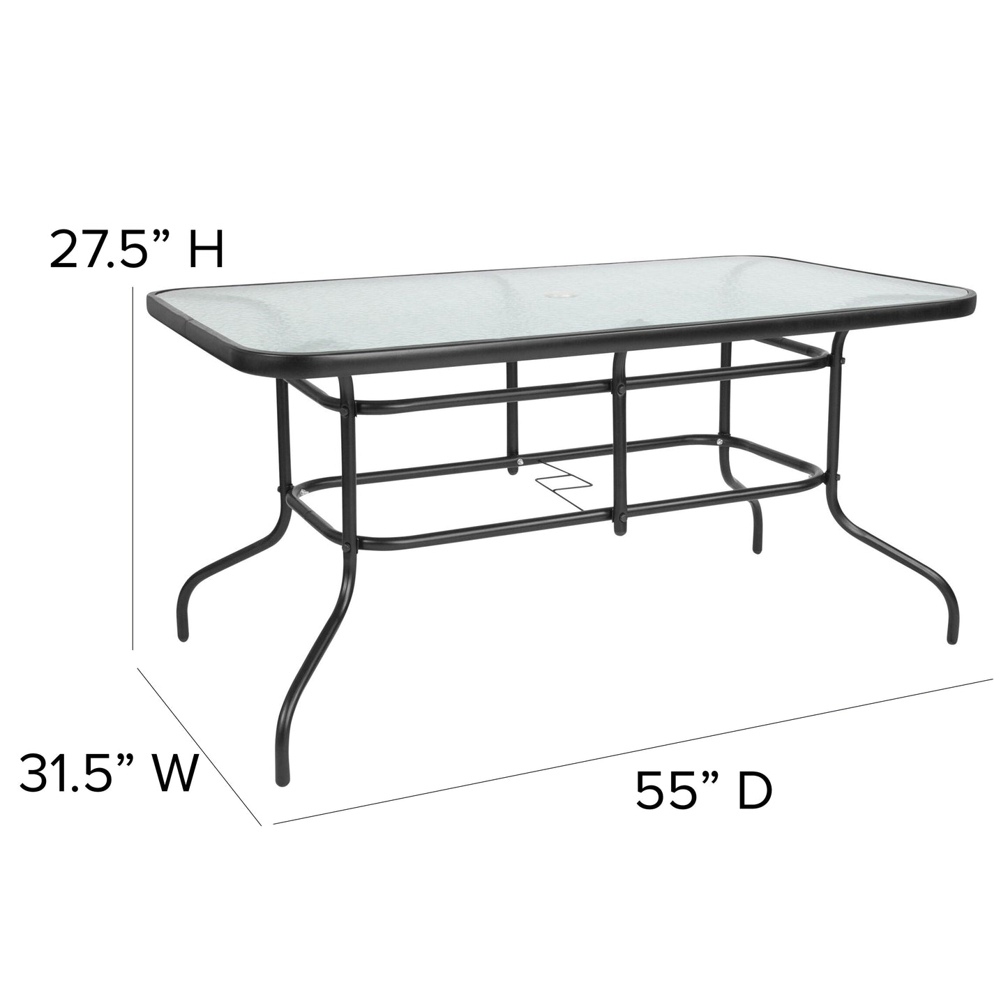 55x31.5 Glass Patio Table TLH-089-GG