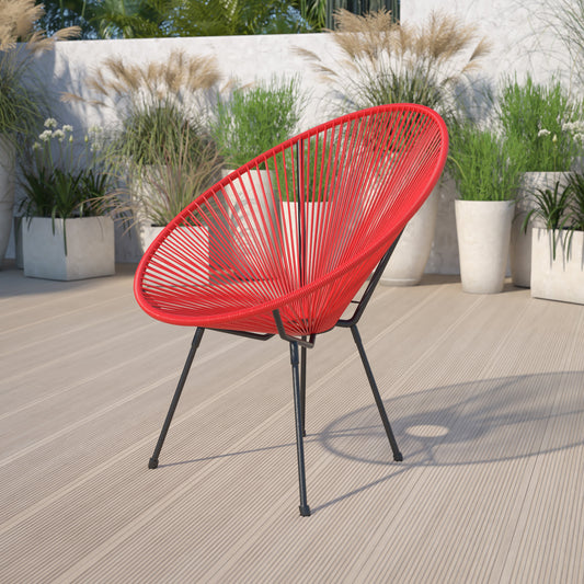 Red Bungee Oval Lounge Chair TLH-094-RED-GG