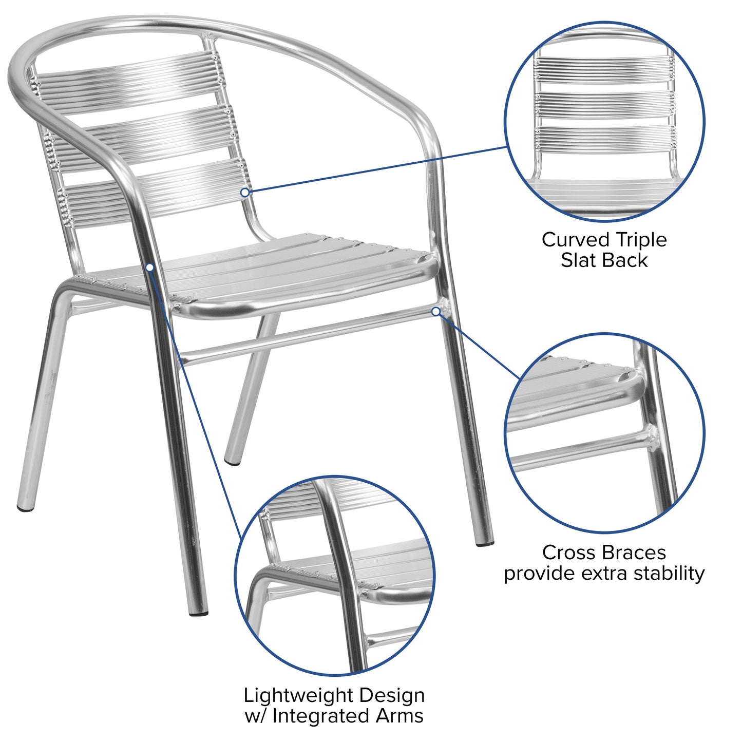 Aluminum Slat Back Chair TLH-1-GG