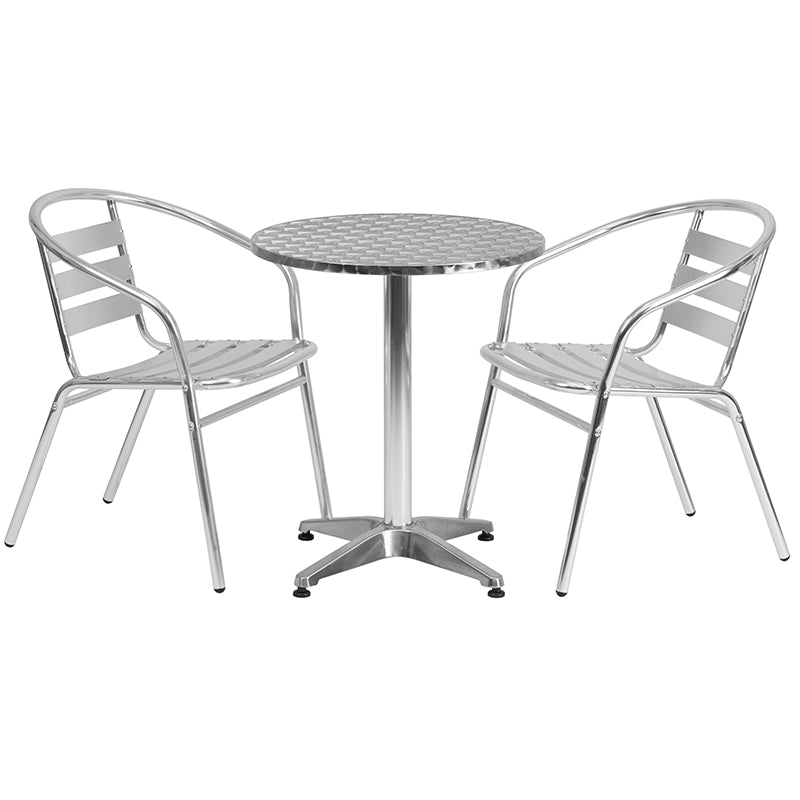 23.5RD Aluminum Table Set TLH-ALUM-24RD-017BCHR2-GG