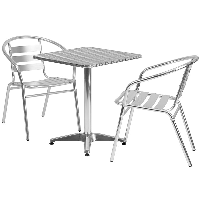 23.5SQ Aluminum Table Set TLH-ALUM-24SQ-017BCHR2-GG