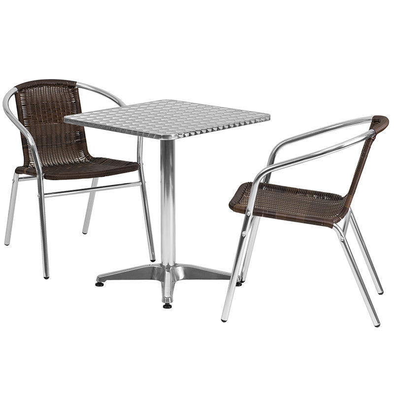 23.5SQ Aluminum Table Set TLH-ALUM-24SQ-020CHR2-GG