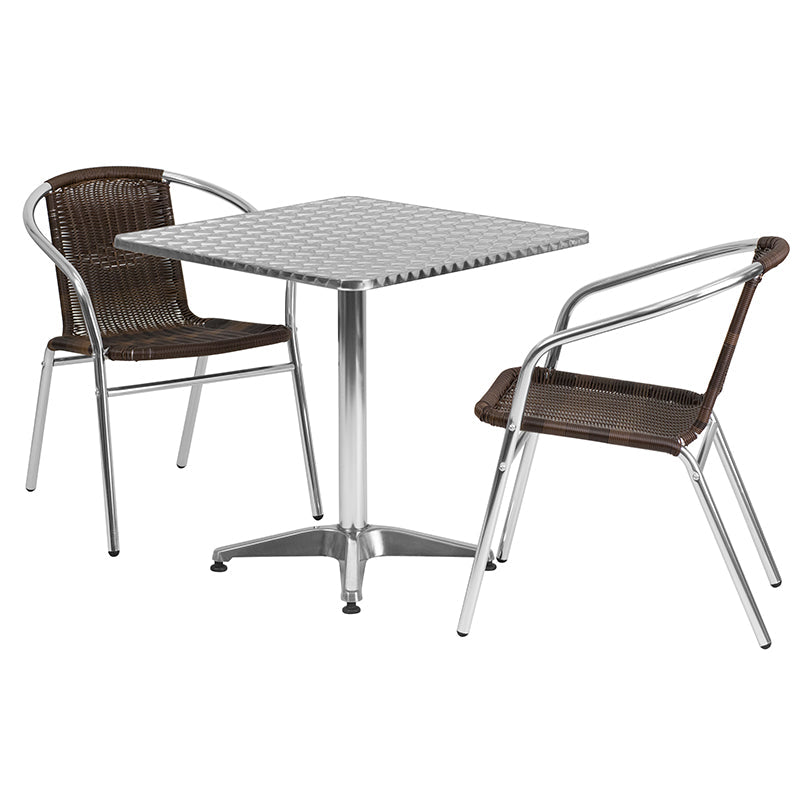 27.5SQ Aluminum Table Set TLH-ALUM-28SQ-020CHR2-GG