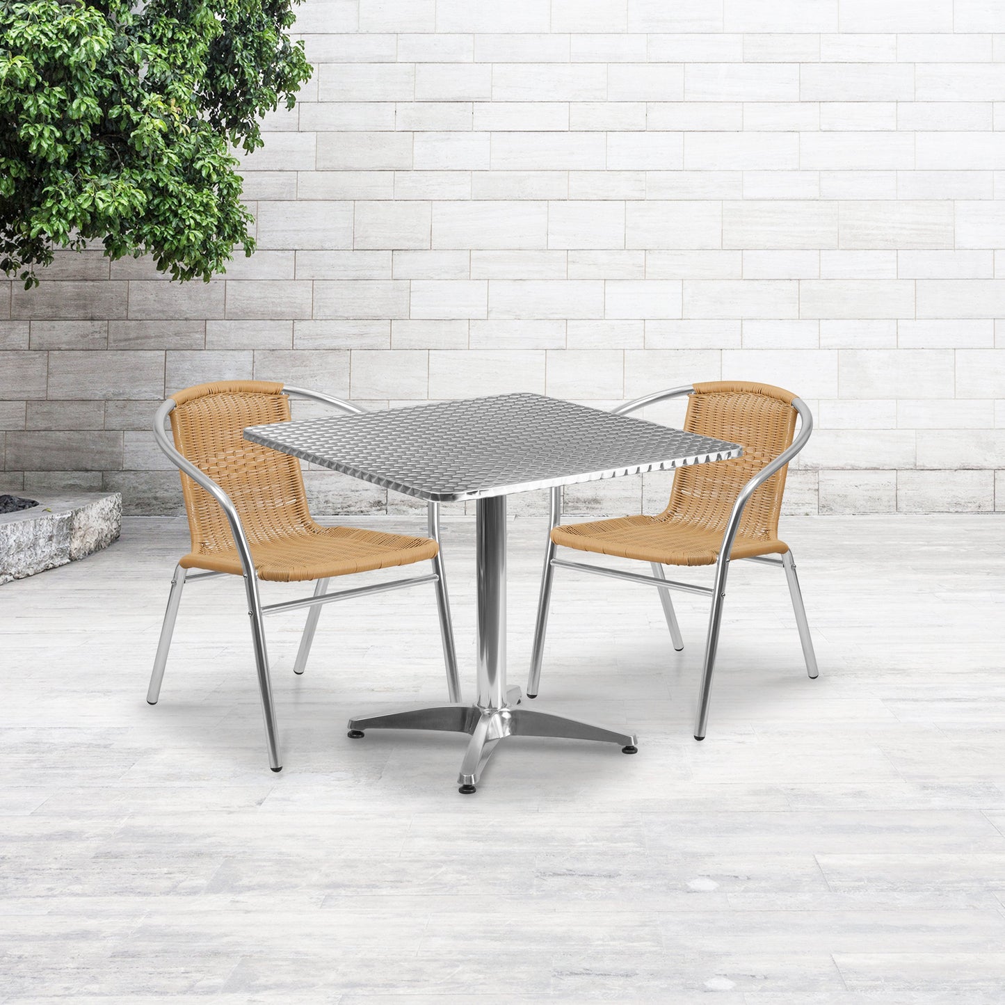 31.5SQ Aluminum Table/2 Chairs TLH-ALUM-32SQ-020BGECHR2-GG