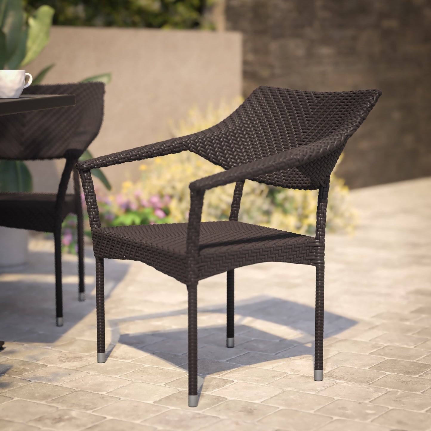 Modern Stackable Patio Dining Chair with Arms