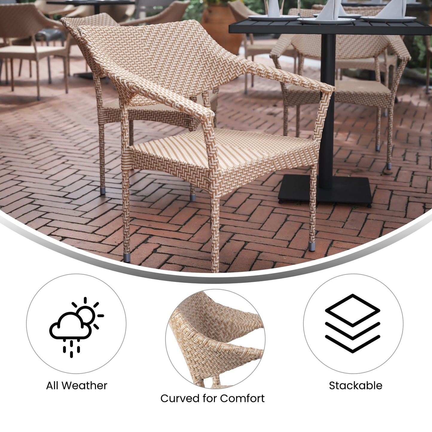 Modern Stackable Patio Dining Chair with Arms