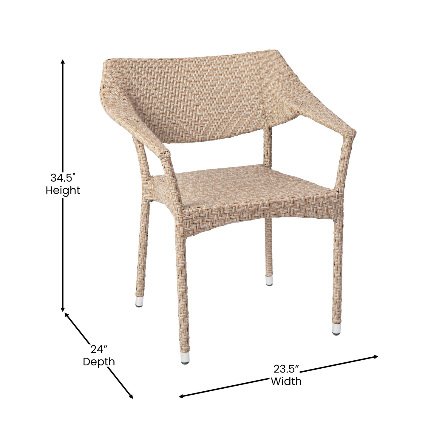 Modern Stackable Patio Dining Chair with Arms