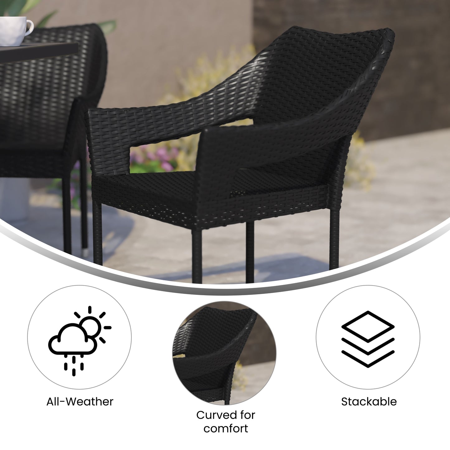 Modern Stackable Patio Dining Chair with Arms