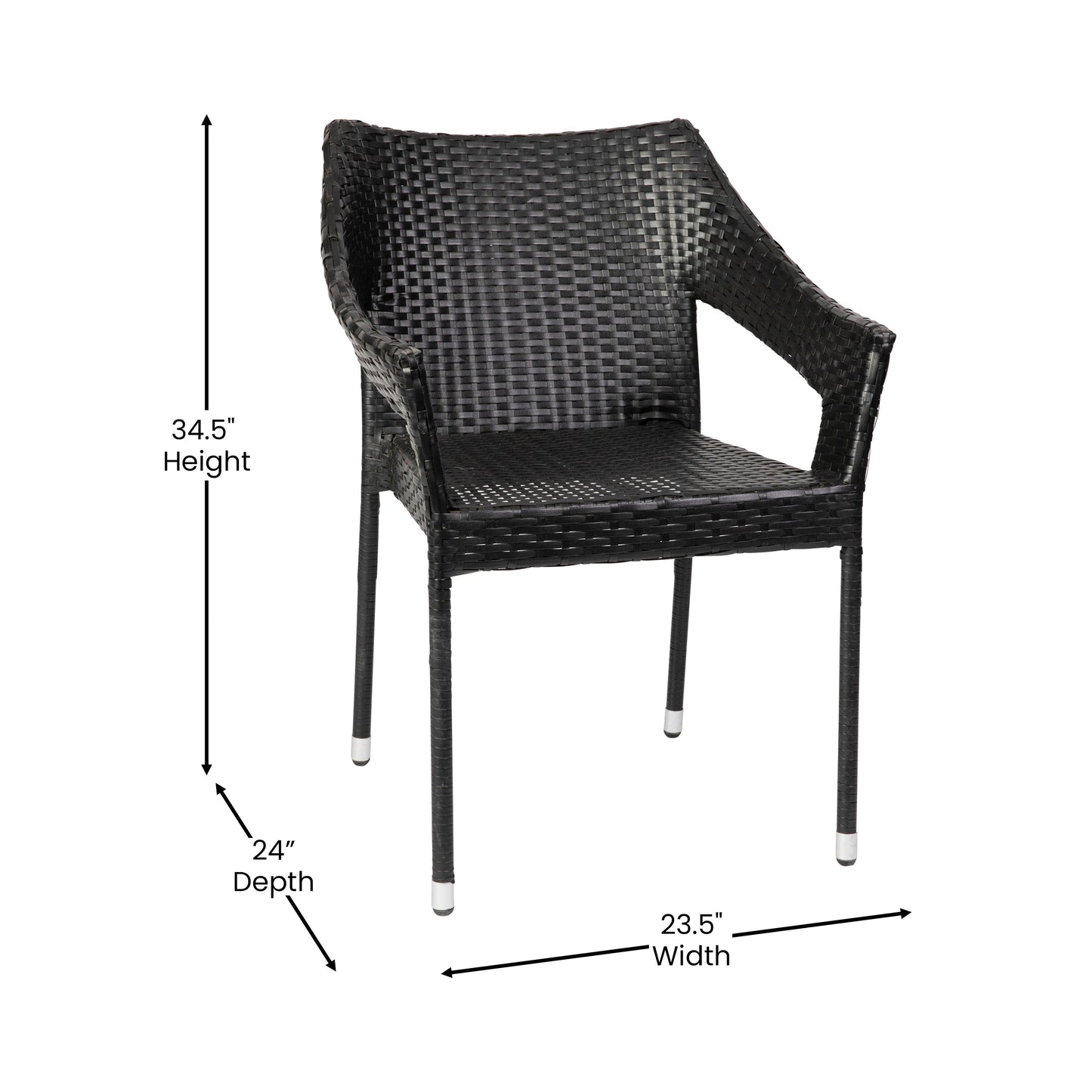 Modern Stackable Patio Dining Chair with Arms