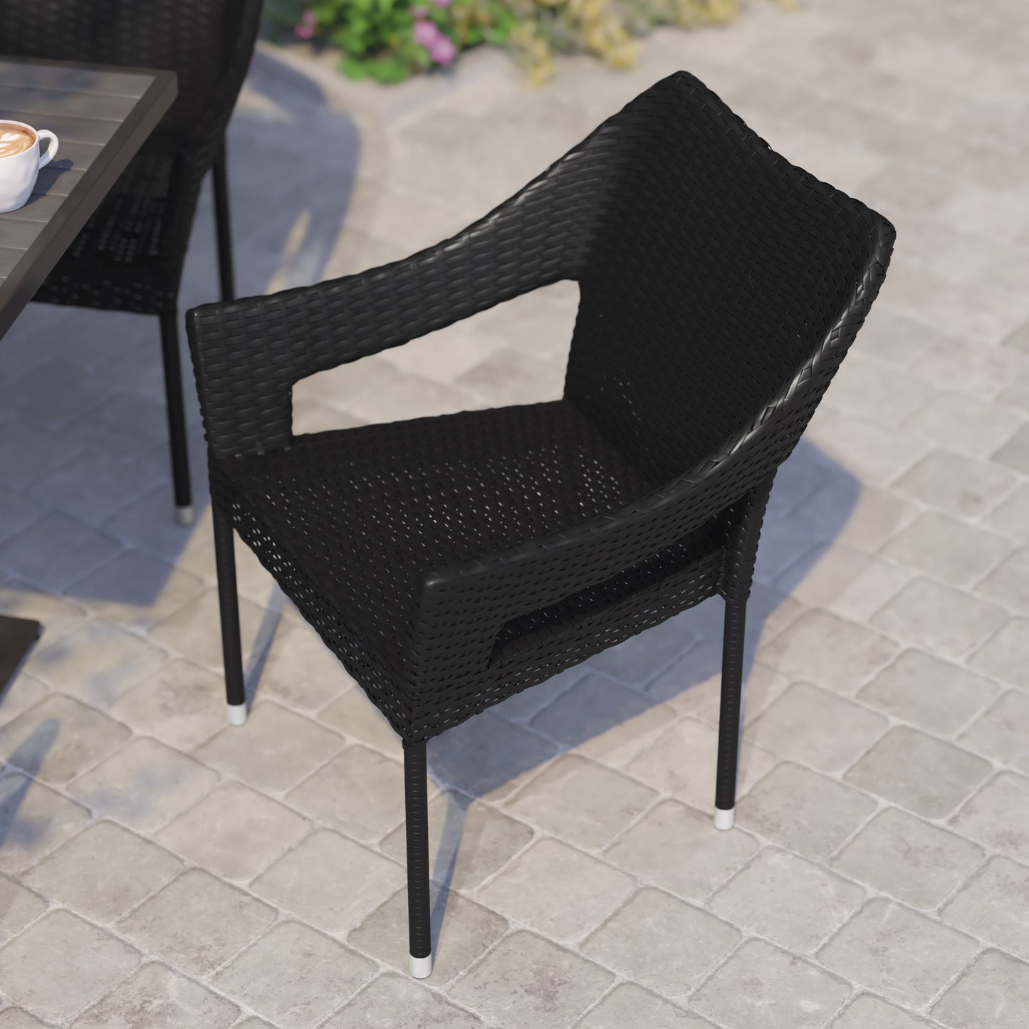 Modern Stackable Patio Dining Chair with Arms