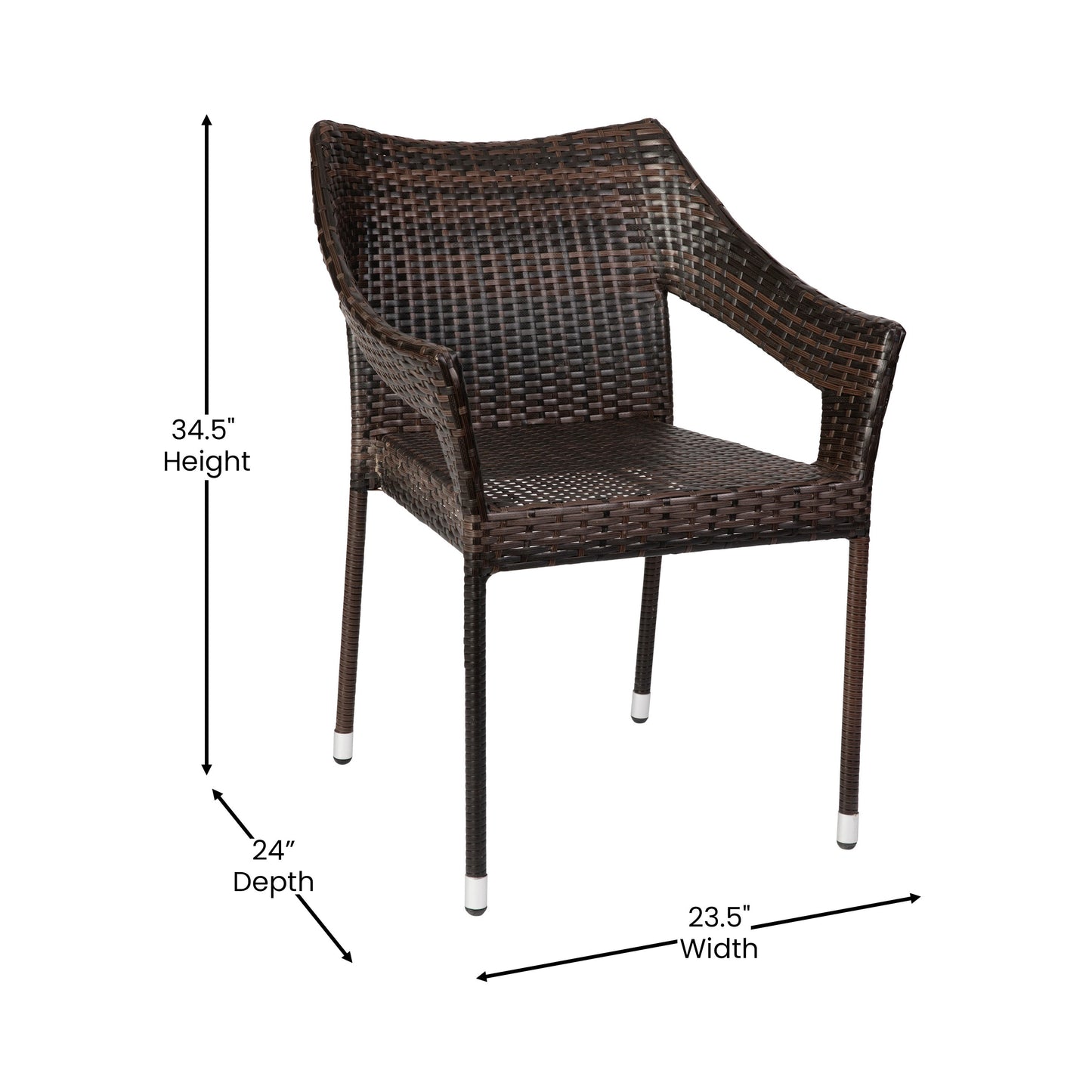 Modern Stackable Patio Dining Chair with Arms