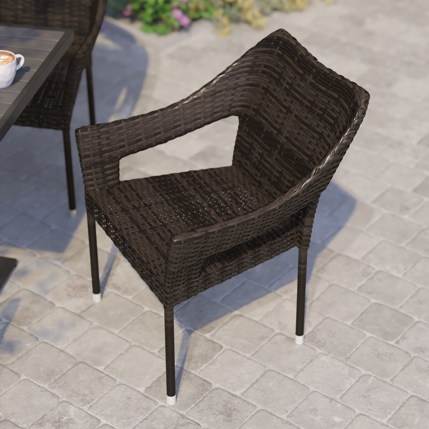 Modern Stackable Patio Dining Chair with Arms